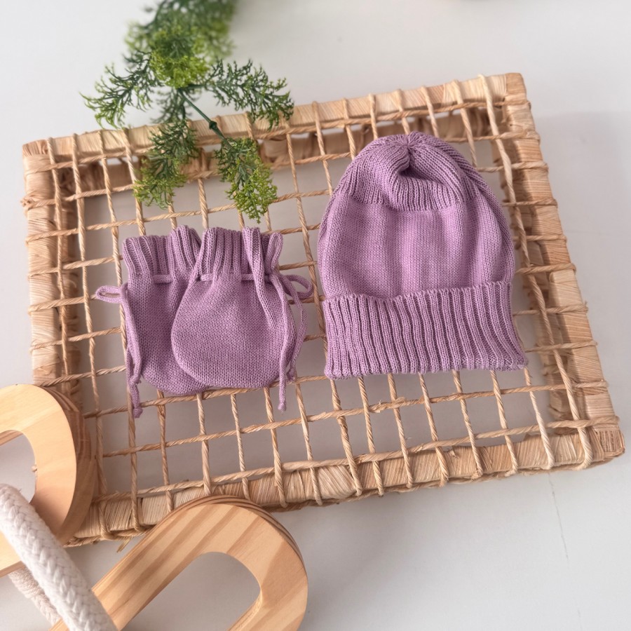 kit touca e luva- lilás